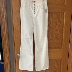 NWT Free People white button fly Flare Jeans